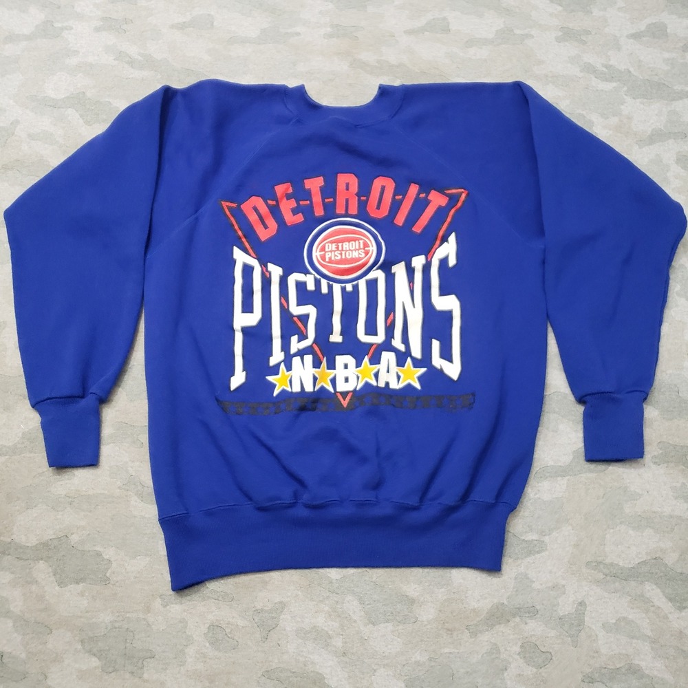 VTG LOGO 7 Ultra Sweats Detroit Pistons Sweatshirt Mens Large Blue NBA Pullover